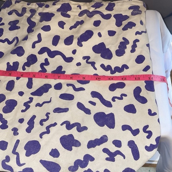 Baggu Duck Bag Shopper Canvas Tote Leopard Print Purple White Machine Washable - Picture 5 of 11